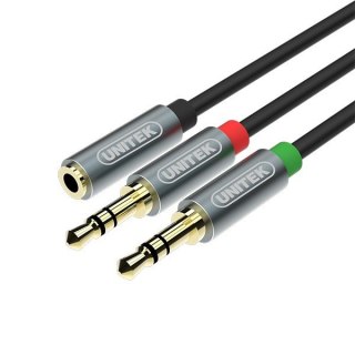 UNITEK Y-C957ABK 0.2m /s1x MiniJack 3.5 mm (gniazdo) 2x MiniJack 3.5 mm (wtyk)