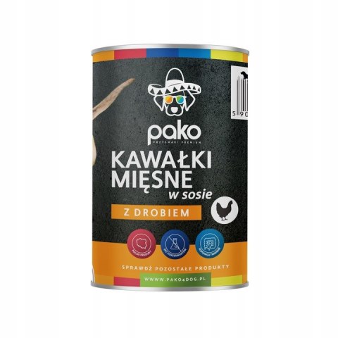 PAKO mokra karma dla psa kawałki w sosie drób 12x415g