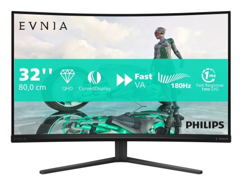 Philips Evnia 32M2C3500L/00 monitor komputerowy 80 cm (31.5") 2560 x 1440 px Quad HD LCD Czarny