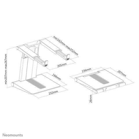 Neomounts NSLS200 stojak na laptop Podstawka na notebooka Srebrny 43,2 cm (17")