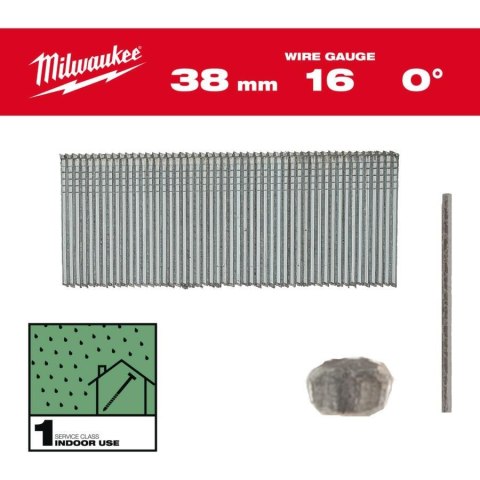 MILWAUKEE SZTYFTY 16G/38mm/0° DO M18 FN16GS /2500szt.