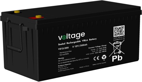 Akumulator AGM Voltage 12V 200Ah VE12-200 Akumulator AGM Voltage 12V 200Ah VE12-200