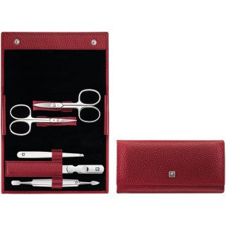 Zestaw do manicure Zwilling Classic Inox - czerwone, skórzane etui, 5 elementów - Czerwony