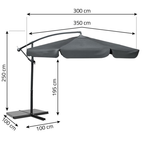 Parasol ogrodowy składany 6 segmentowy 350 cm z pokrowcem Plonos PL-880 Parasol ogrodowy składany 6 segmentowy 350 cm z pokrowcem Plonos PL-880
