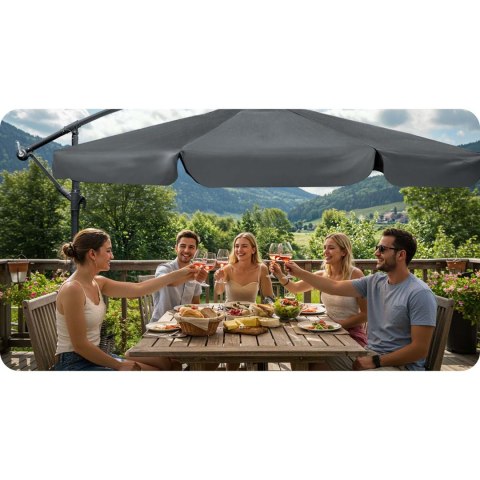 Parasol ogrodowy składany 6 segmentowy 350 cm z pokrowcem Plonos PL-880 Parasol ogrodowy składany 6 segmentowy 350 cm z pokrowcem Plonos PL-880
