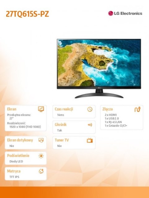 Monitor LG 27TQ615S-PZ (27" /IPS /60Hz /1920 x 1080 /Czarny)