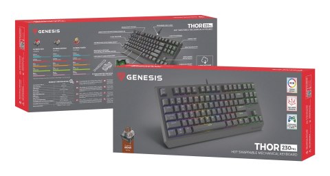 GENESIS Thor 230 TKL klawiatura Gaming USB QWERTY US English Czarny