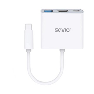 Hub USB SAVIO AK-48/B USB Typ C - HDMI, USB 3.0, PD