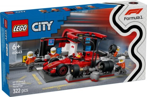 LEGO 60443 CITY - F1 Pit stop i mechanicy z bolidem Ferrari