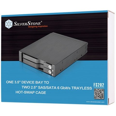 SilverStone SST-FS202B 3,5-calowy dysk HDD/SSD 3,5 cala z możliwością wymiany podczas pracy na 2 dyski twarde/SSD 2,5 cala