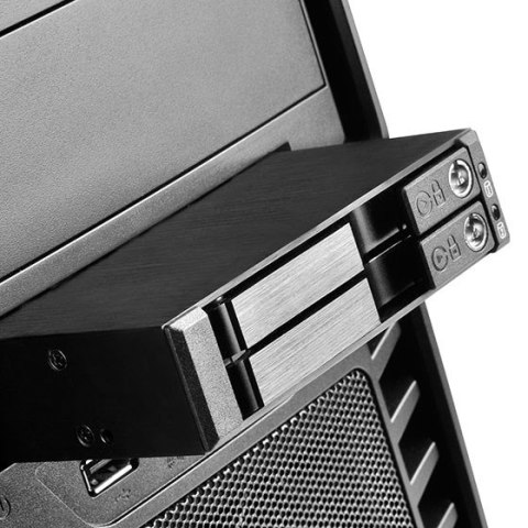 SilverStone SST-FS202B 3,5-calowy dysk HDD/SSD 3,5 cala z możliwością wymiany podczas pracy na 2 dyski twarde/SSD 2,5 cala