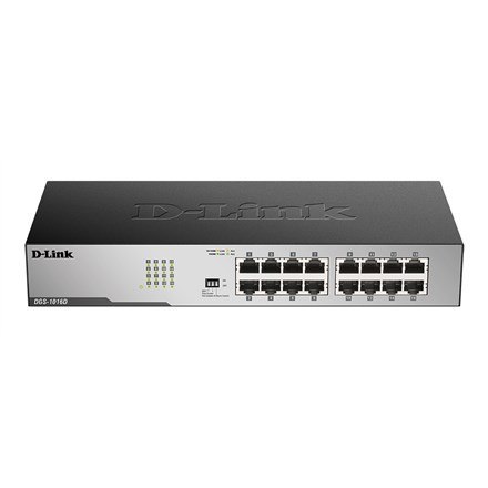 D-Link DGS-1016D/E łącza sieciowe Nie zarządzany Czarny, Metaliczny