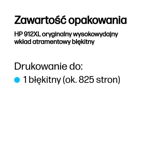 HP 912XL oryginalny wysokowydajny wkład atramentowy błękitny