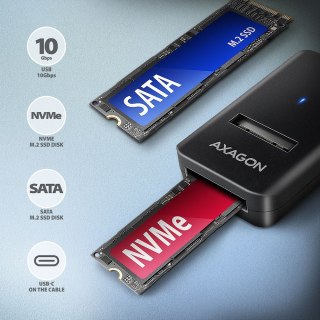 Adapter AXAGON ADM2-CM M.2, USB-C 3.2 Gen2 - NVMe / SATA SSD