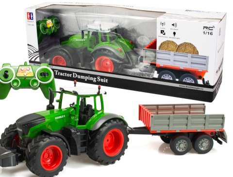 Traktor RC 2.4G 4CH z przyczepą 1:16 klakson