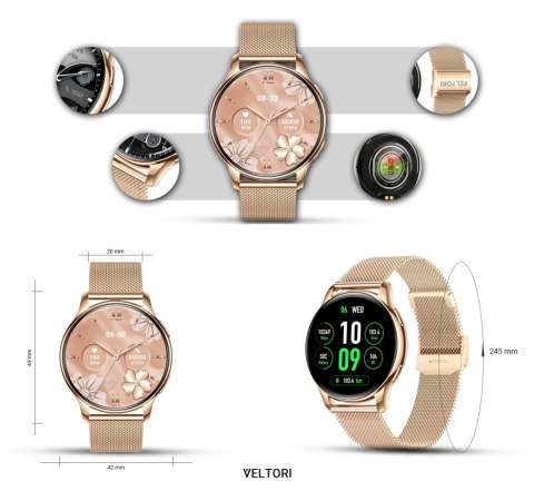 Smartwatch Damski Rubicon RNCF30 Gold + Pasek Pink