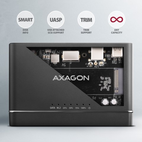 Axagon ADSA-CC USB-C 10Gbps - NVMe M.2 SSD & SATA 2.5/3.5 SSD/HDD CLONE MASTER 2 - Digital/Daten - NVMe USB 3.2 Gen 2 (3.1 Gen 2