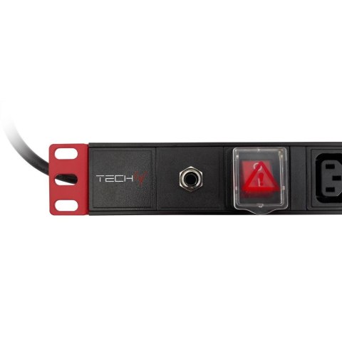 Techly I-CASE STRIP-8C rozdzielacz zasilania PDU 8 x gniazdo sieciowe 1U Czarny