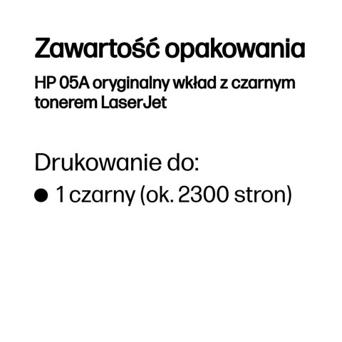 HP 05A oryginalny wkład z czarnym tonerem LaserJet