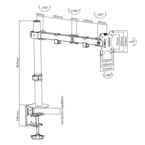 Techly ICA-LCD 503BK uchwyt / stojak do monitorów 81,3 cm (32") Biurko Czarny