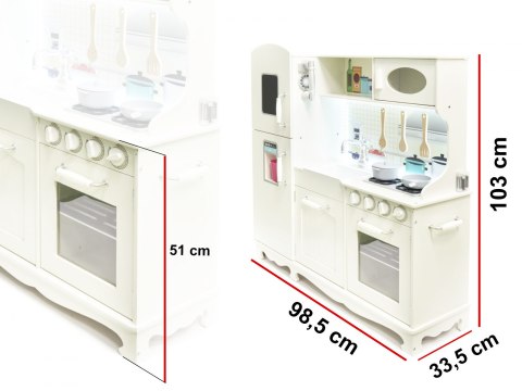 Kuchnia drewniana dla dzieci MDF z akcesoriami LED XXL