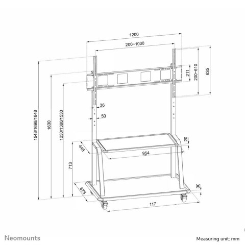 Neomounts NS-M4000BLACK uchwyt do tablic informacyjnych 2,67 m (105") Czarny