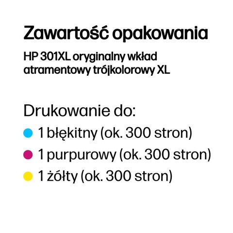 HP 301XL oryginalny wkład atramentowy trójkolorowy XL