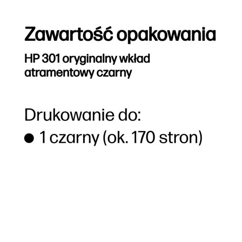 HP 301 oryginalny wkład atramentowy czarny