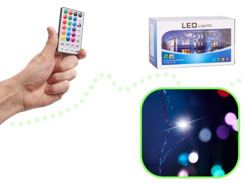 Lampki Led Kurtyna Dekoracja Ślubna 3x3m 200LED USB + pilot 16kolorów z pamięcią