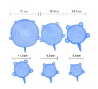 Pokrywki silikonowe uniwersalne do żywności 6szt.