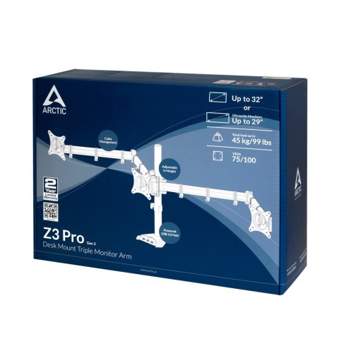 ARCTIC Z3 Pro (Gen 3) uchwyt / stojak do monitorów 81,3 cm (32") Biurko Czarny