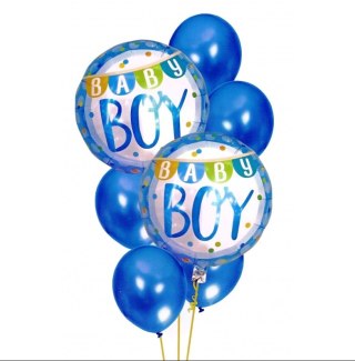 Balony na urodziny babyshower boy 7szt. 30-46cm