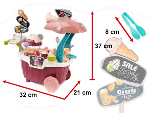 Wózek z popcornem i słodyczami dzwięki 55el.