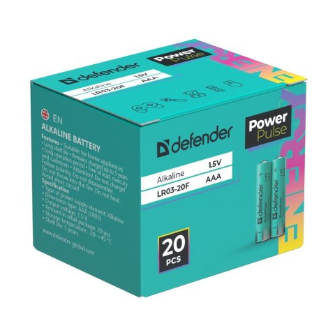 BATERIA ALKALICZNA DEFENDER LR03-20F - TYP AAA - PUDEŁKO 20szt.