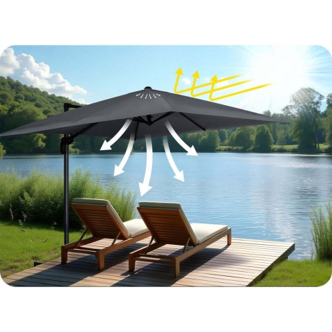 Parasol ogrodowy składany 8 segmentowy 420 cm z pokrowcem Plonos PL-883