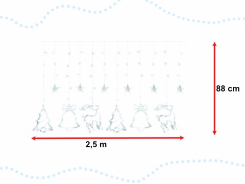 Lampki LED kurtyna renifer 2,5m 138LED zimny biały