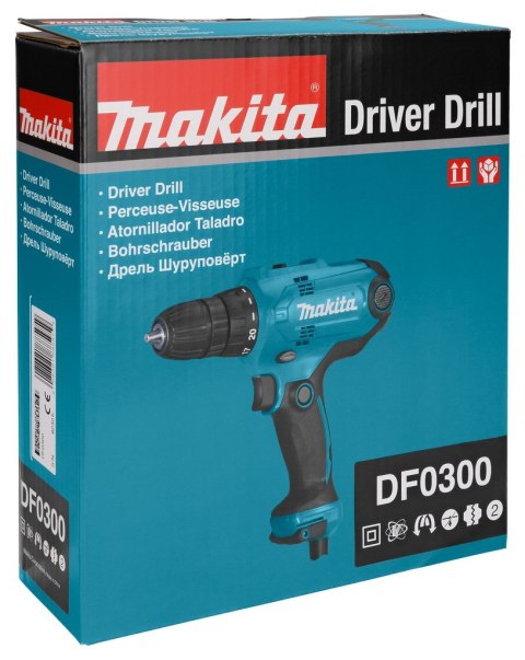 Makita DF0300 wiertło 1500 RPM Zamek centralny 1,2 kg Czarny, Niebieski