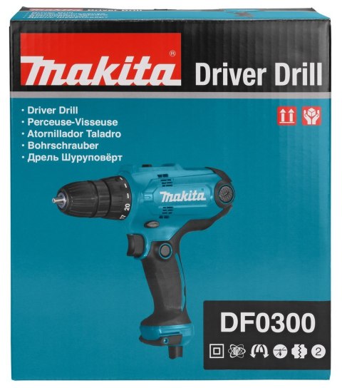 Makita DF0300 wiertło 1500 RPM Zamek centralny 1,2 kg Czarny, Niebieski