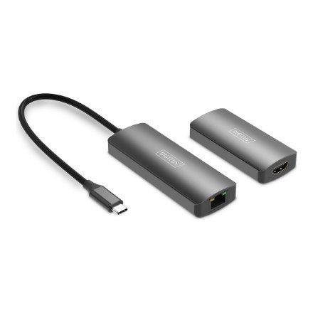 Przedłużacz/Extender USB-C - HDMI 30m po skrętce Cat.6 4K120Hz HDCP 2.3 (zestaw)