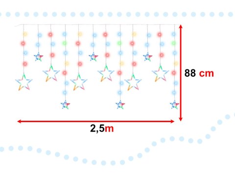 Lampki LED kurtyna gwiazdki 2,5m 138LED multikolor