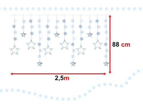 Lampki LED kurtyna gwiazdki 2,5m 138LED zimny biały