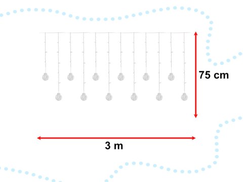 Lampki LED kurtyna kule wiszące 3m 108LED ciepły biały