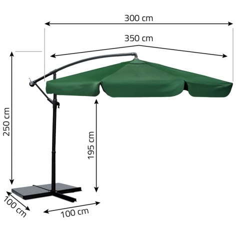 Parasol ogrodowy składany 8 segmentowy 350 cm z pokrowcem Plonos PL-881