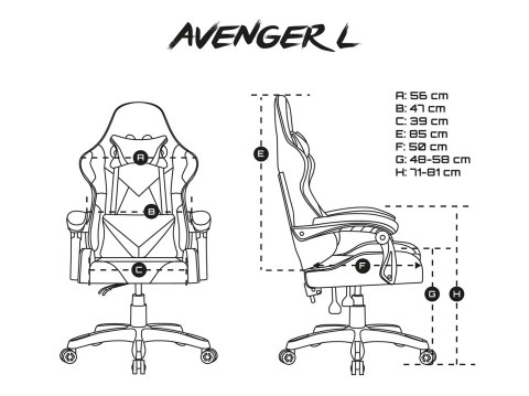 FURY FOTEL GAMINGOWY AVENGER L CZARNO-BIAŁY