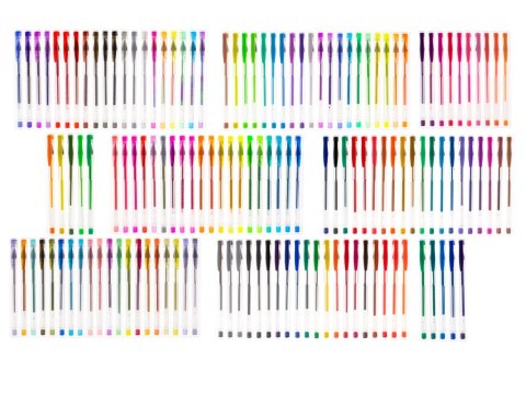 Długopisy żelowe kolorowe brokatowe zestaw 140szt.