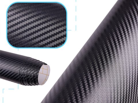 Folia odcinek carbon 3D czarna 1,27x0,5m