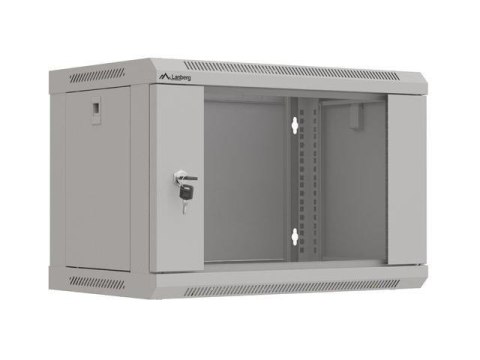 Szafa instalacyjna Rack wisząca 19" 6U 540x350 szara Drzwi przeszklone Lanberg (flat pack)