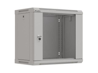 Szafa instalacyjna Rack wisząca 19" 9U 540x350 szara Drzwi przeszklone Lanberg (flat pack)