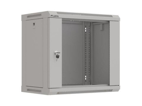 Szafa instalacyjna Rack wisząca 19" 9U 540x350 szara Drzwi przeszklone Lanberg (flat pack)