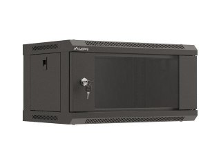 Szafa instalacyjna Rack wisząca 19" 4U 540x350 czarna Drzwi przeszklone Lanberg (flat pack)